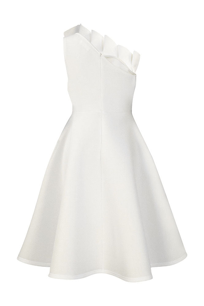 Pleated Asymmetric Cut Long Dress