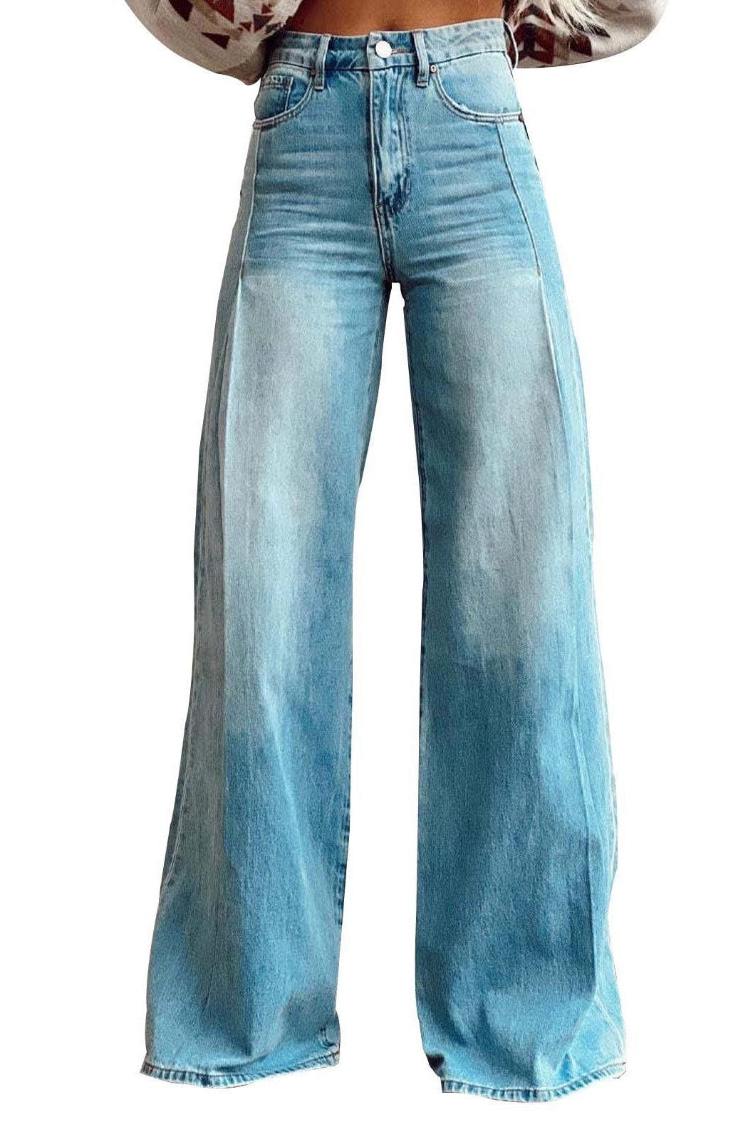 Vintage High Waist Wide Leg Floor Length Jeans