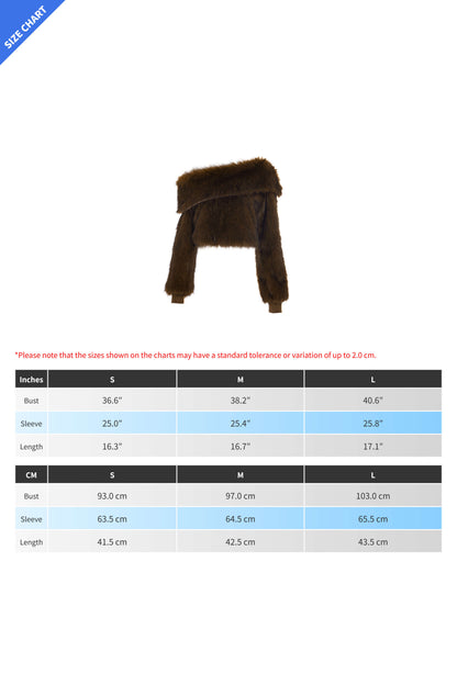 Brown Faux Fur Off Shoulder Top