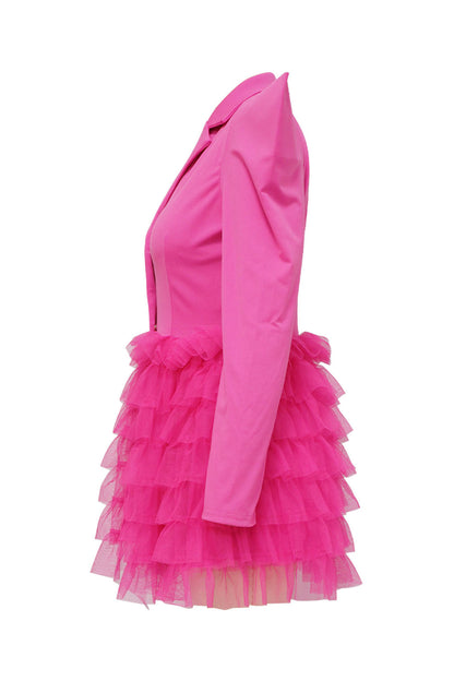 Statement Shoulder Tulle Blazer Dress