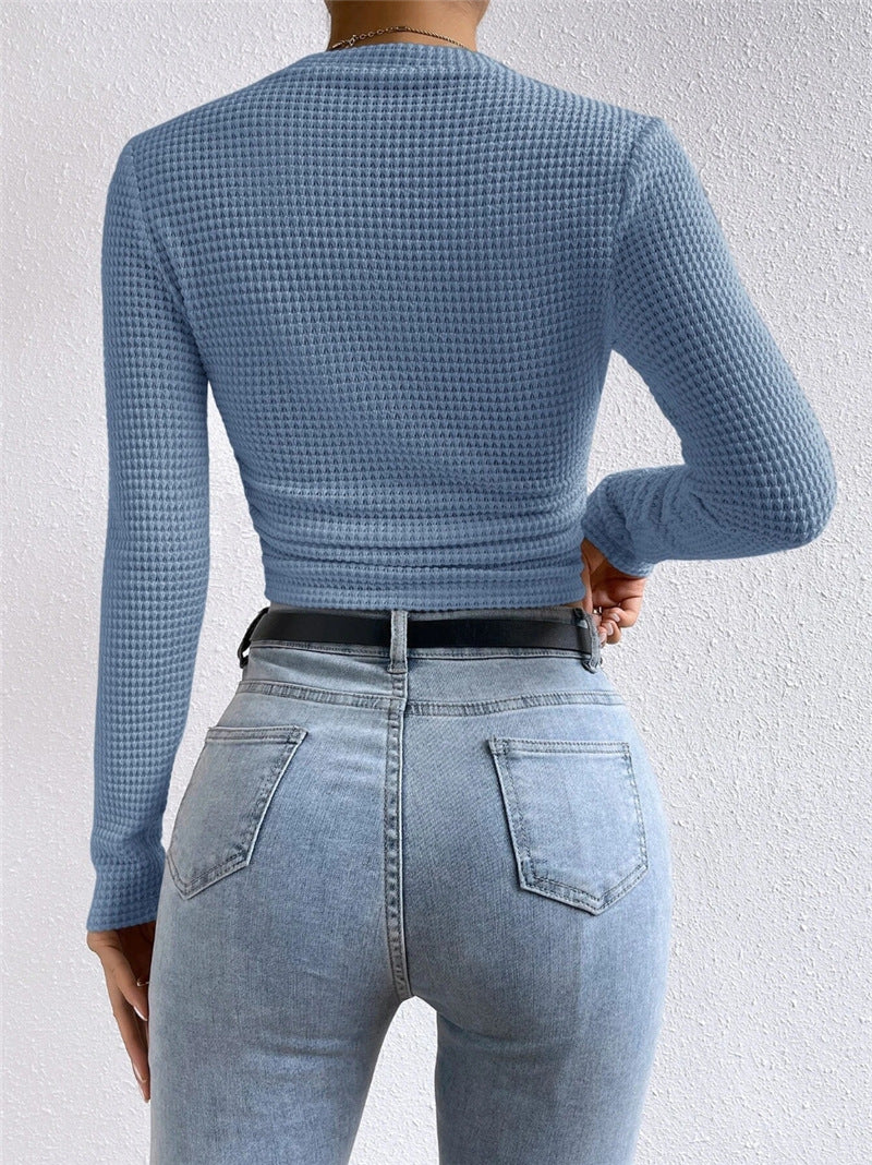 Solid Color Waffle Slim Fit T-Shirt