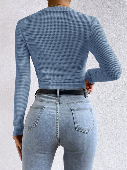 Solid Color Waffle Slim Fit T-Shirt