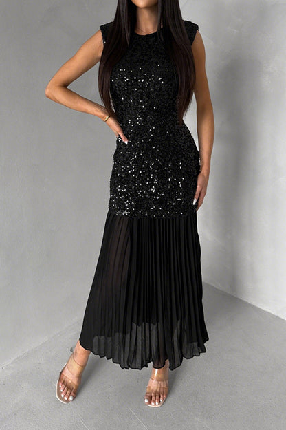 Sparkling Velvet & Chiffon Maxi Dress