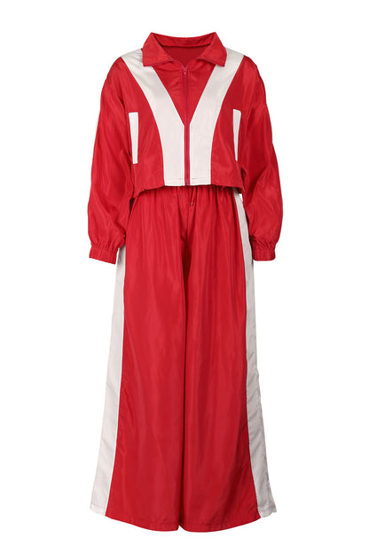 Color-Block Windbreaker & Wide-Leg Set