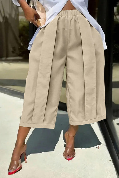 High Waist Pleated Wide Leg Culottes