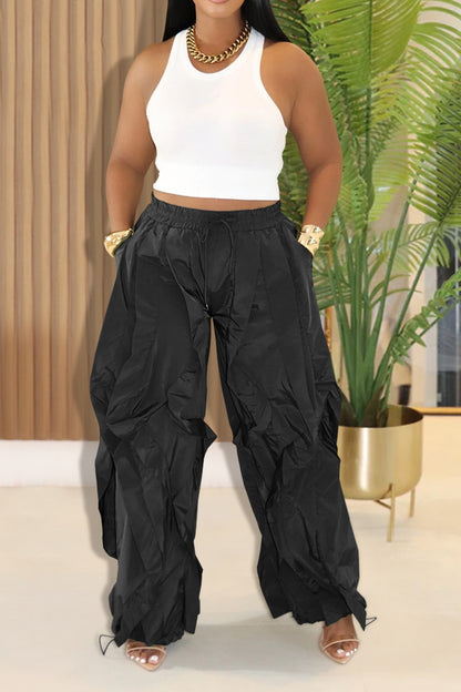 Pleated Wide Leg Casual Pants