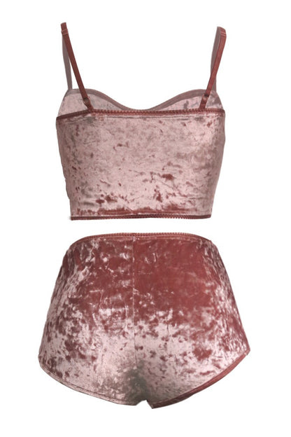 Crushed Velvet Cami & Shorts Lounge Set