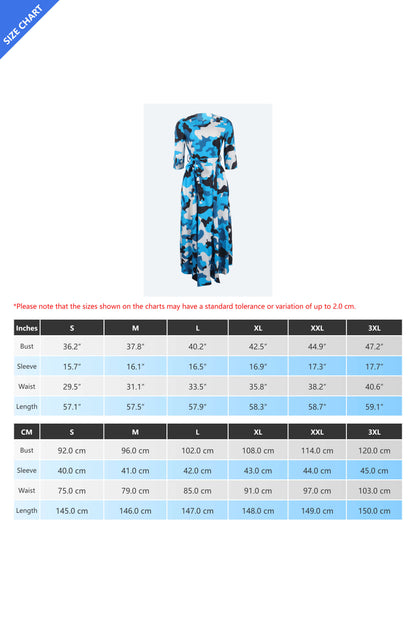Print Crew Neck Half Sleeve Belted Dress