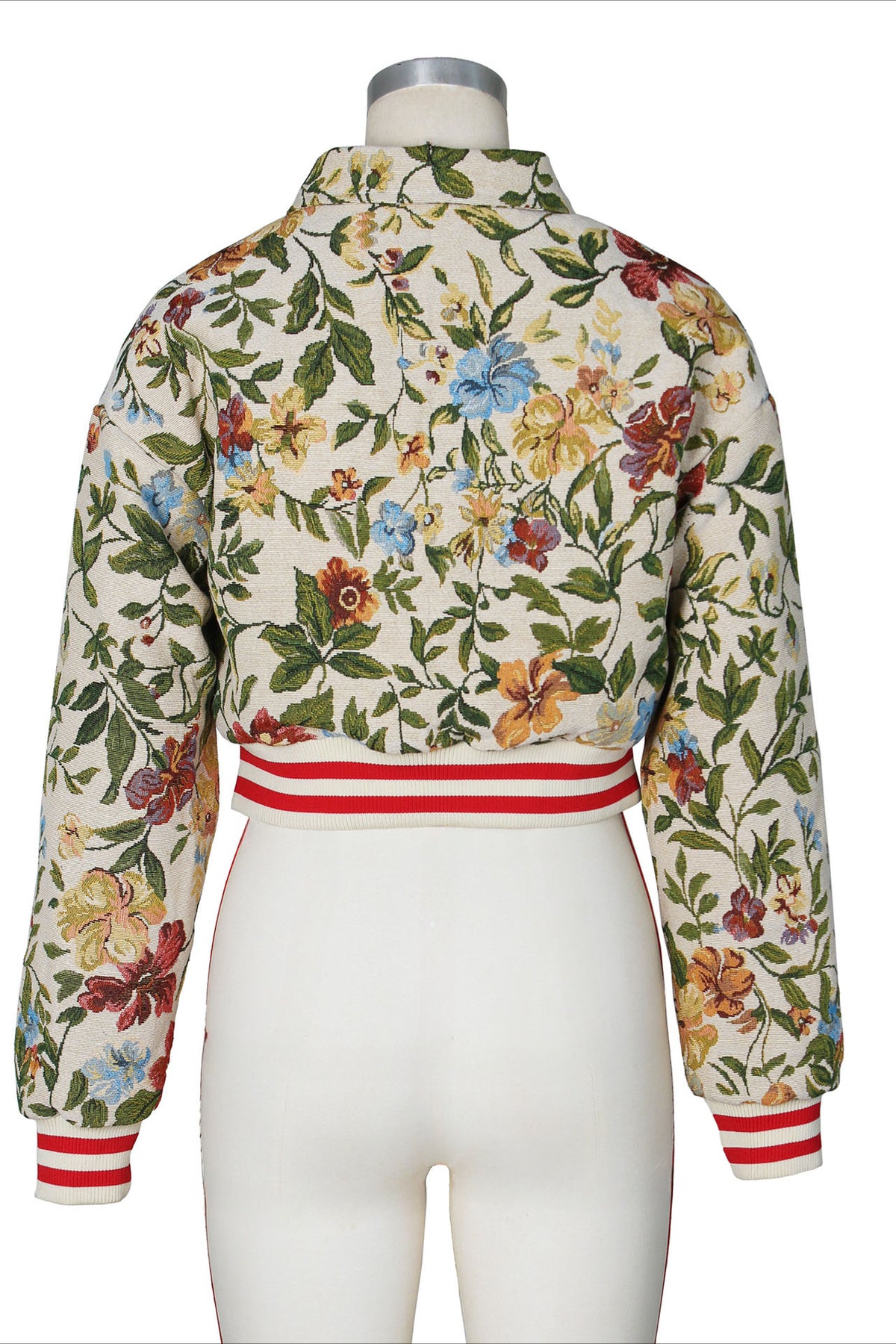 Cropped Tapestry Varsity Jacket