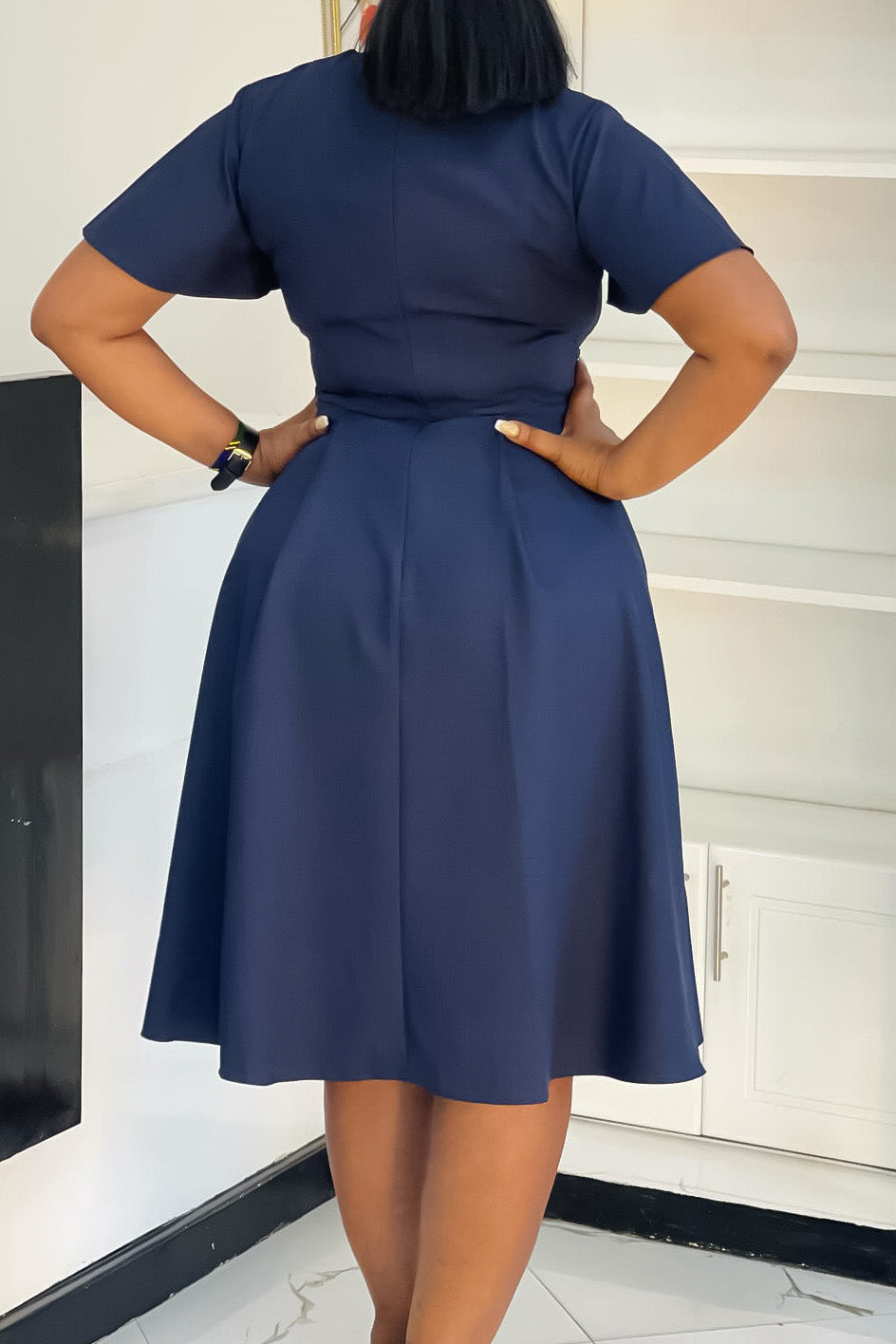 Plus Size Tie-Up Short Sleeve Dress