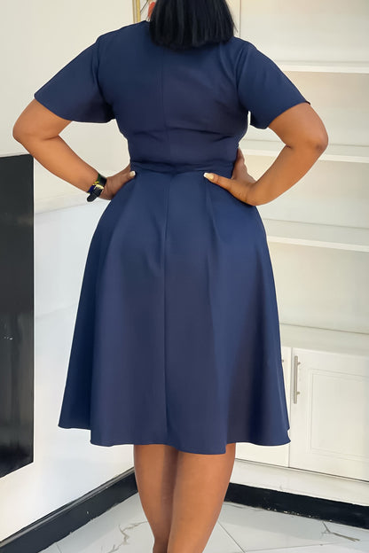 Plus Size Tie-Up Short Sleeve Dress