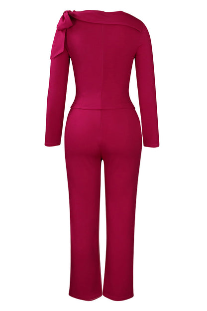 Solid Color Long Sleeve Top & Pants Set