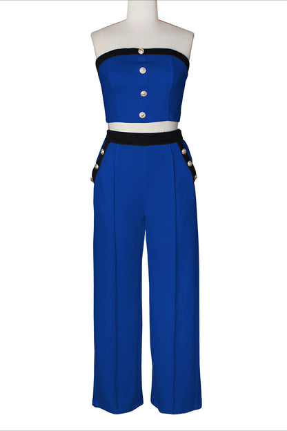 Wide-Leg Pant Suit with Wrap Detail Top