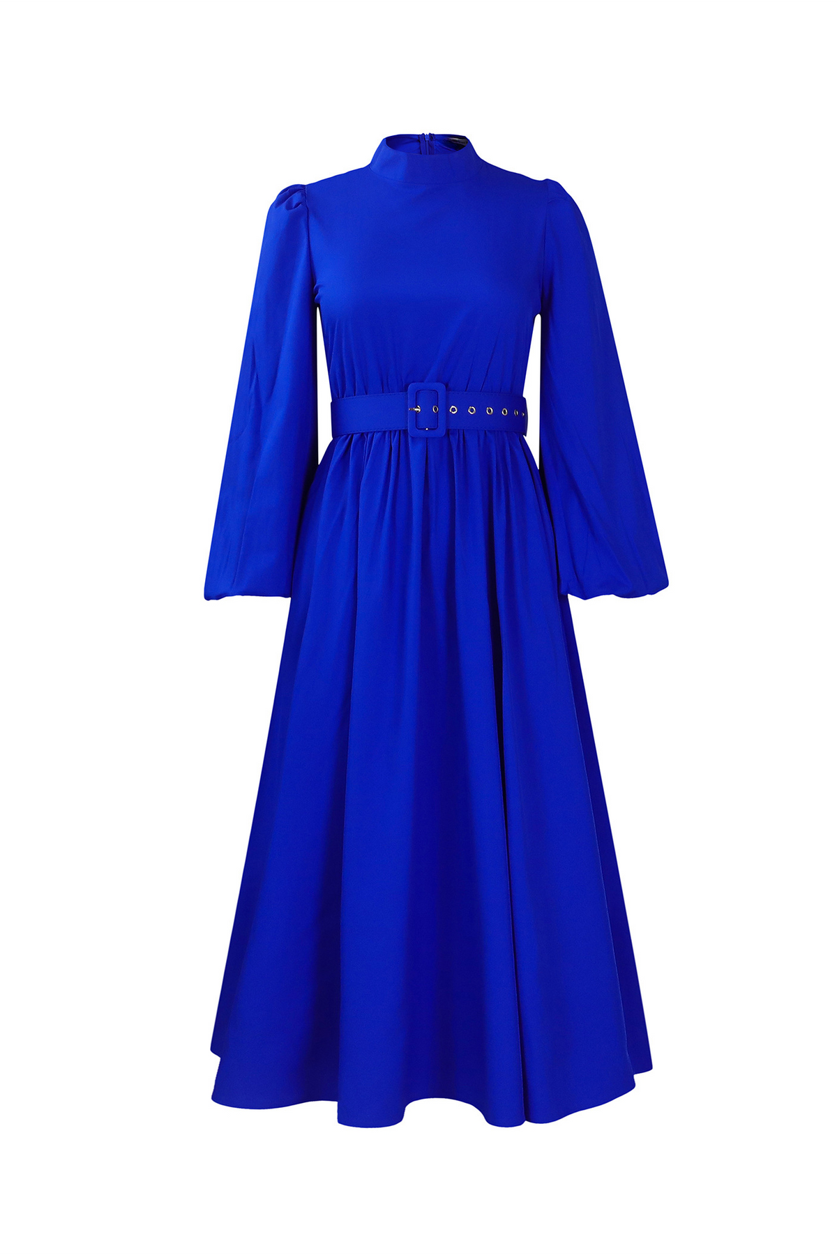 High Neck Puff Sleeve Evening Large Hem Dresses