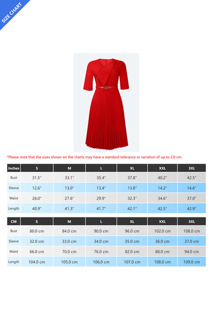 Solid Belted Pleated Dress