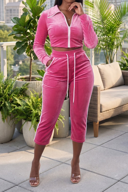Velour 2-Piece Tracksuit Set