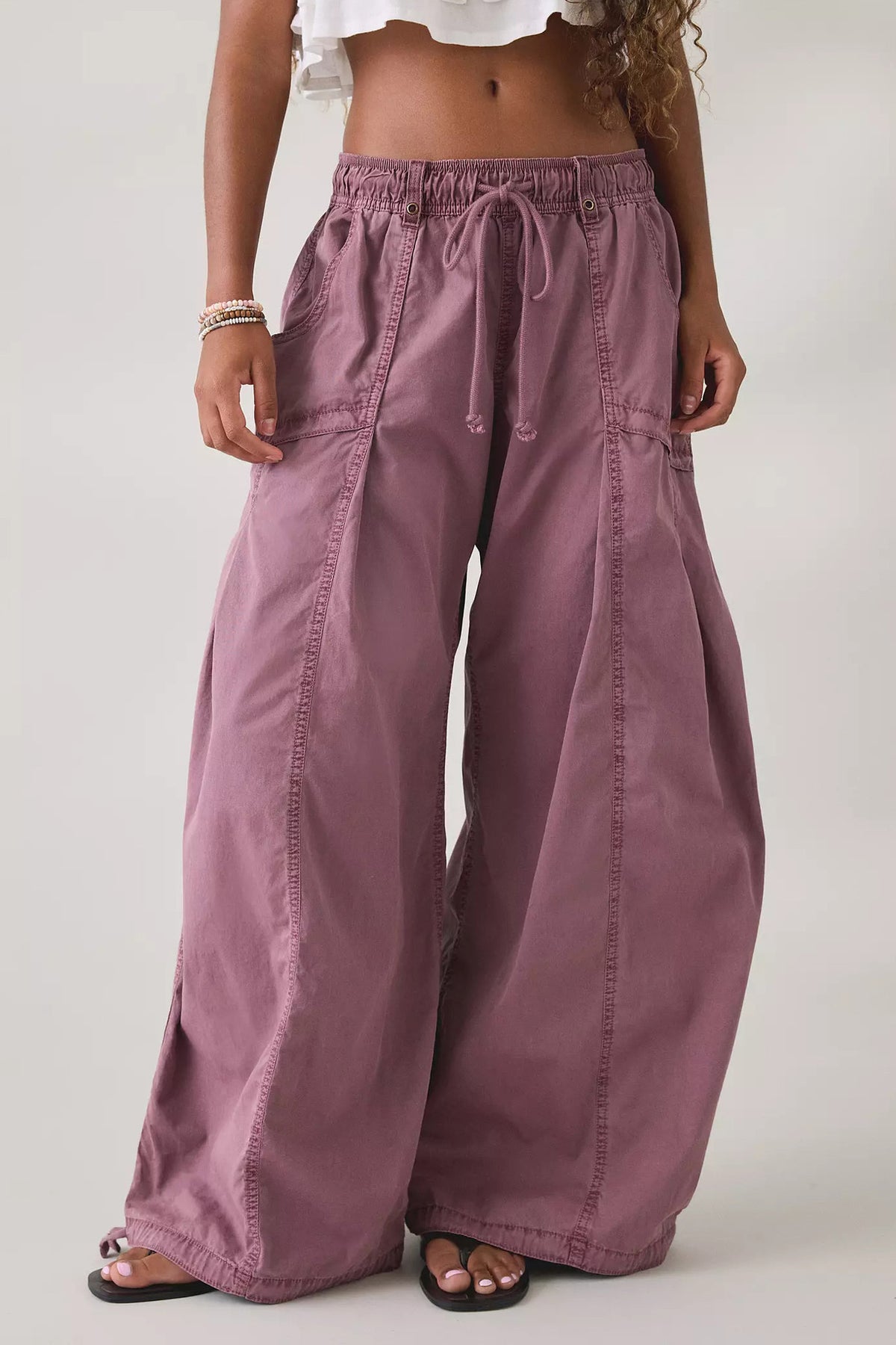 Wide Leg Drawstring Parachute Pant