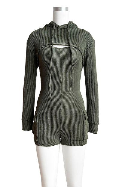 Crop Hoodie Romper Sets