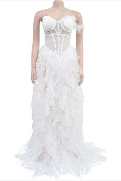 Strapless Corset Tulle Maxi Dress