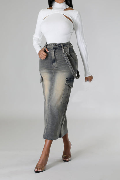 Denim Cargo Skirt