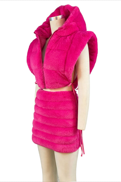 Faux Fur Teddy Vests Sets