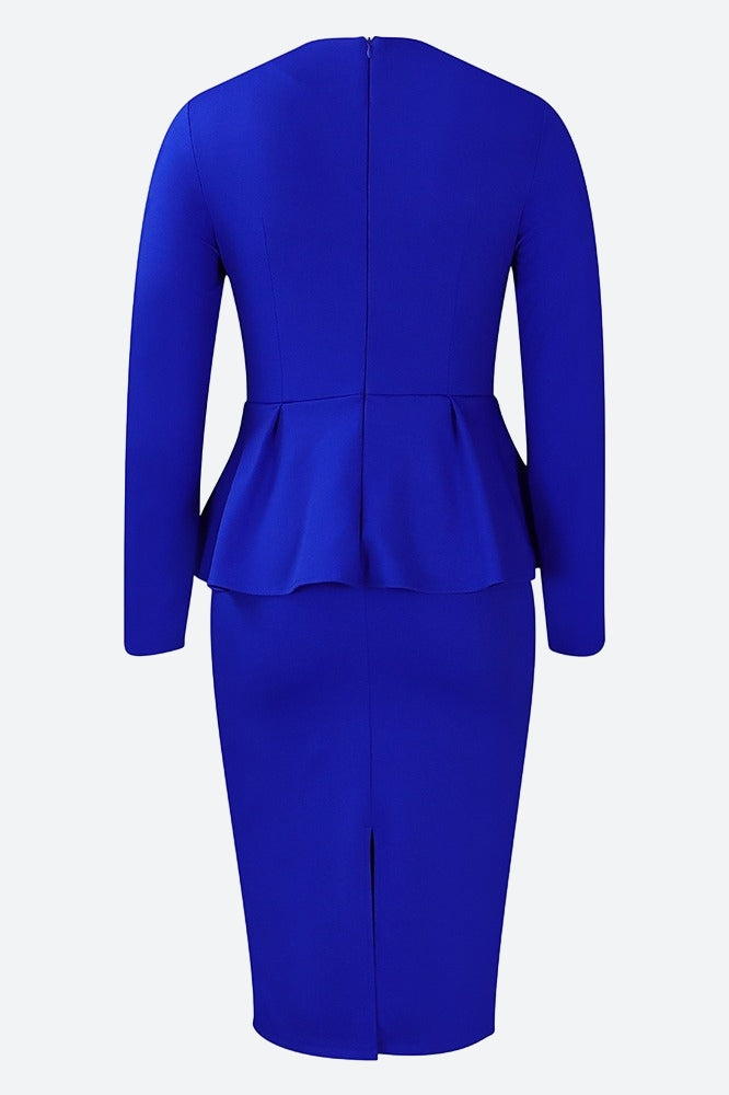 Structured Peplum Midi Dress