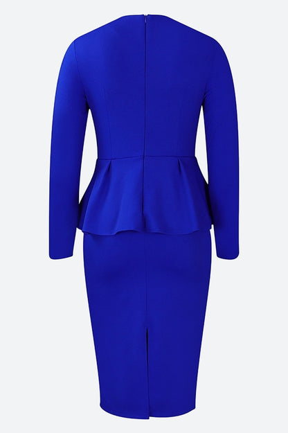 Structured Peplum Midi Dress