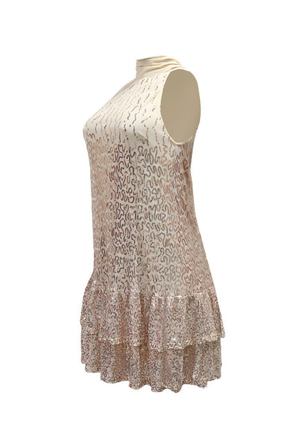 Ombre Sequin Halter Ruffle Mini Dress