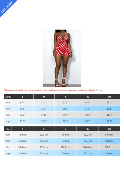 Polka Dot Halter Bodycon Romper