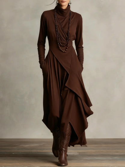 Bohemian Turtleneck Maxi Dress
