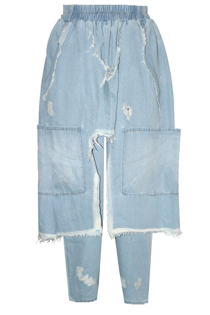 Vintage Ripped Harem Fit Denim Pants
