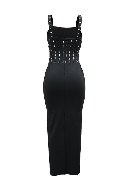 Rhinestone Embellished Strappy Maxi Dress