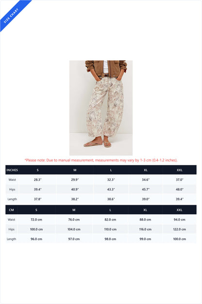 Vintage Cat Print Relaxed Barrel Leg Jeans