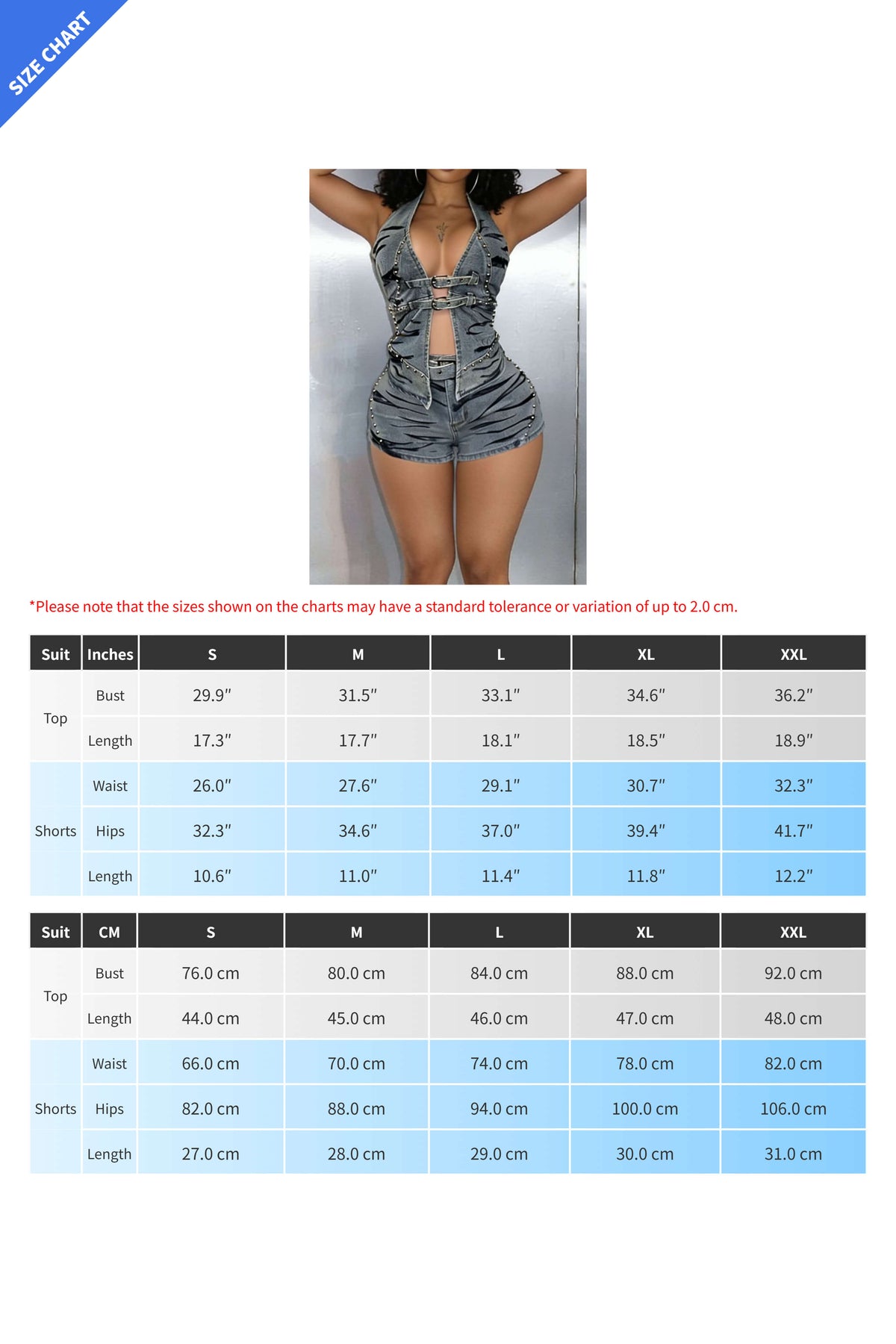 Edgy Studded Denim Halter Set