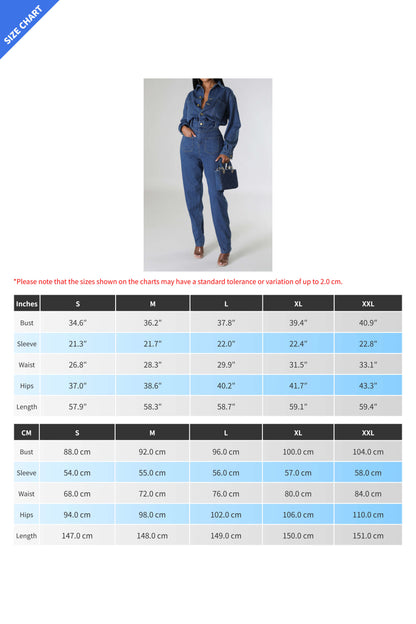 Stretch Denim Slim Fit Jumpsuit