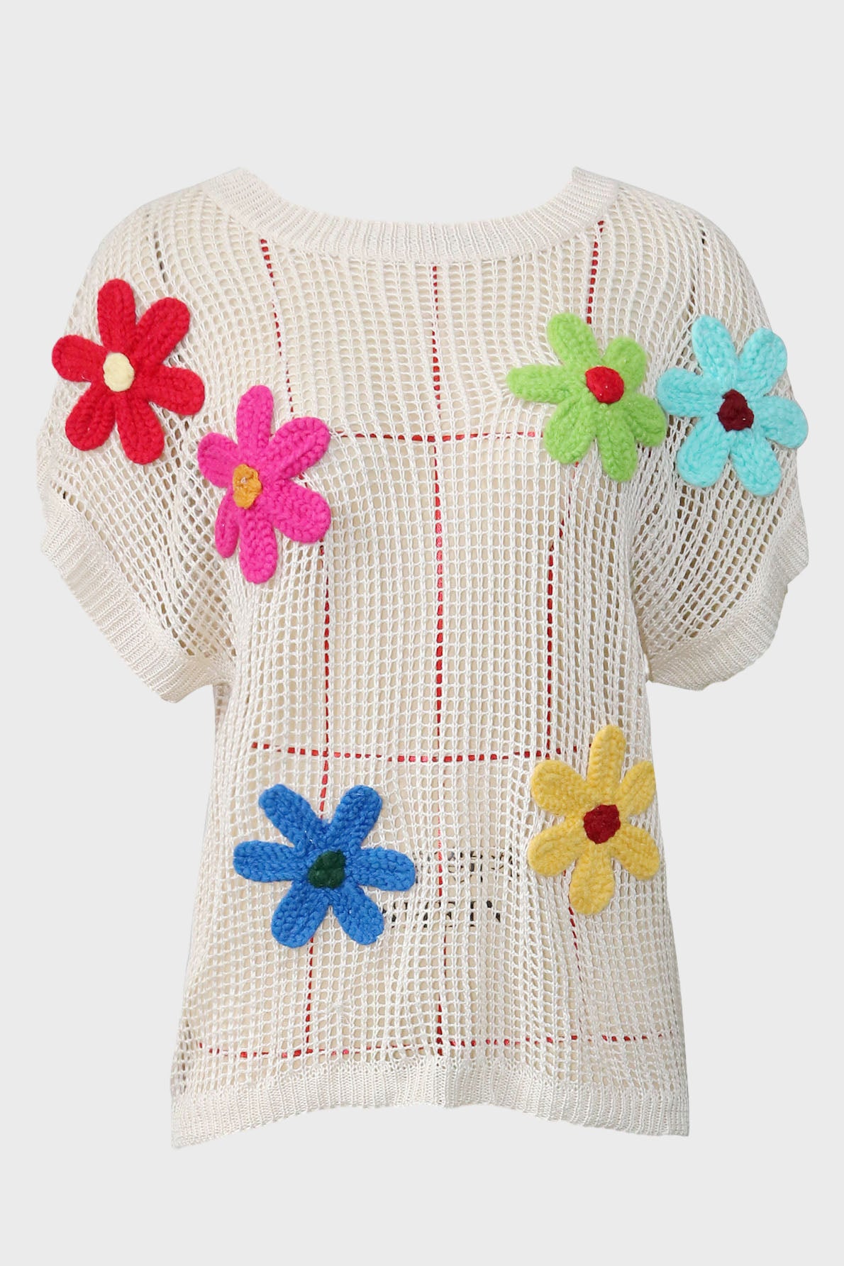 Crochet Flower Hollow-out Sweater T Shirt