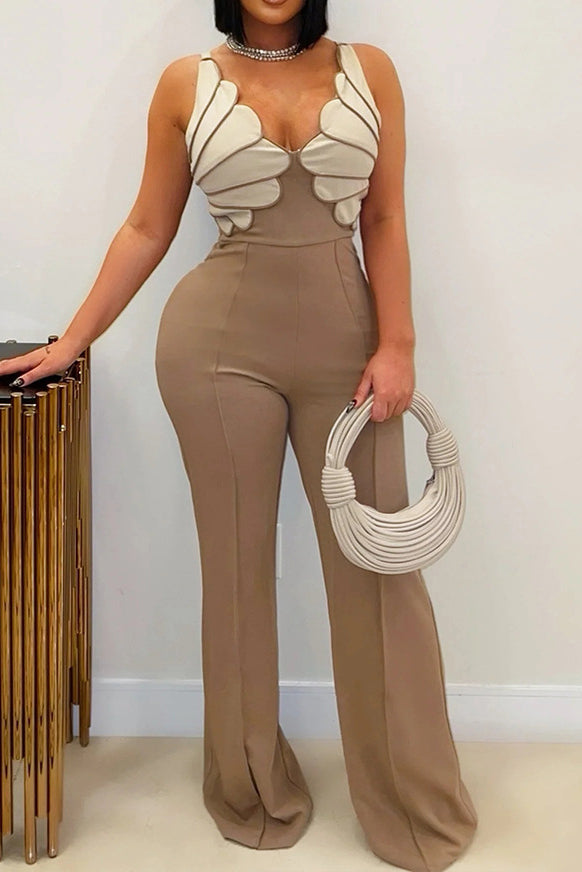 Folded Shell Sway V-Neck Wide Leg Jumpsuit