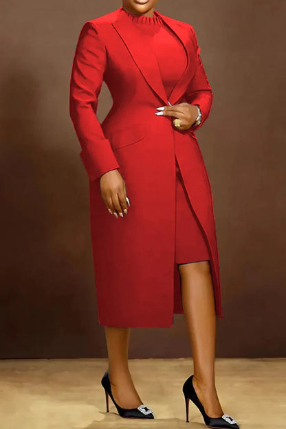 Solid Color Cardigan Long Sleeve Set