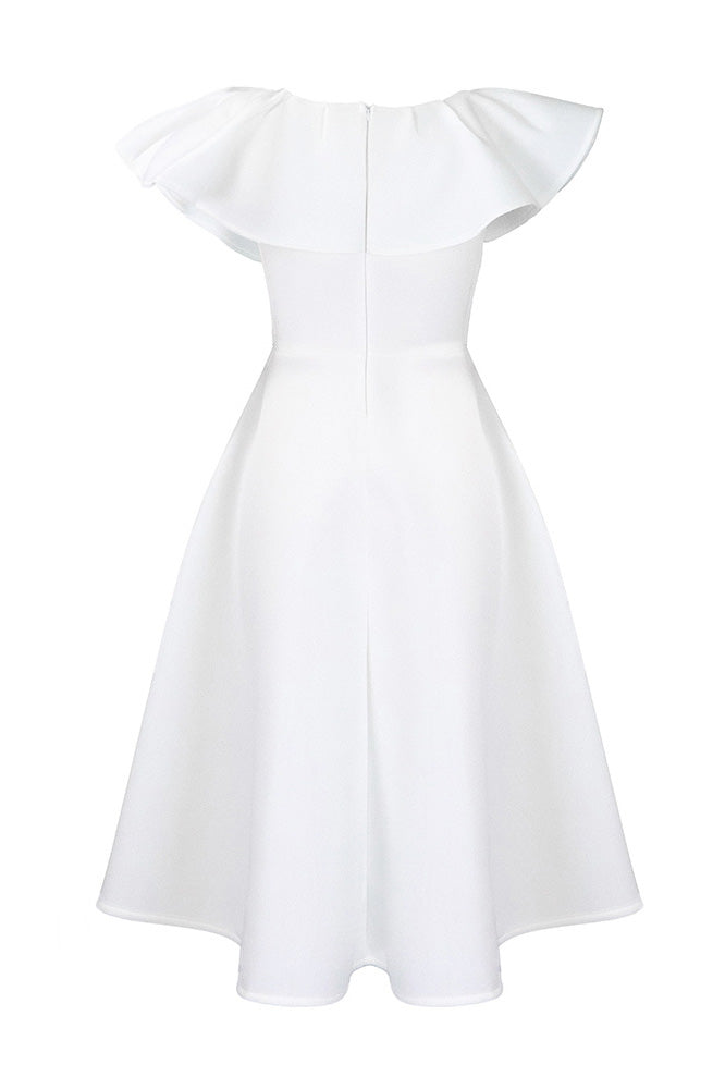 Ruffle Trim Short Sleeve A Line Dress