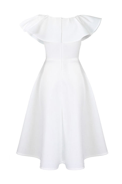 Ruffle Trim Short Sleeve A Line Dress