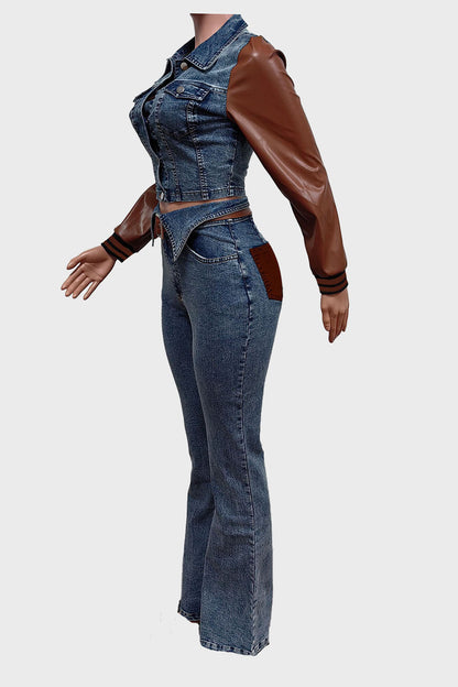 Leather Denim Set