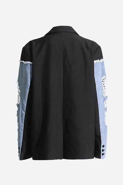 Color Blocking Loose Denim Jacket