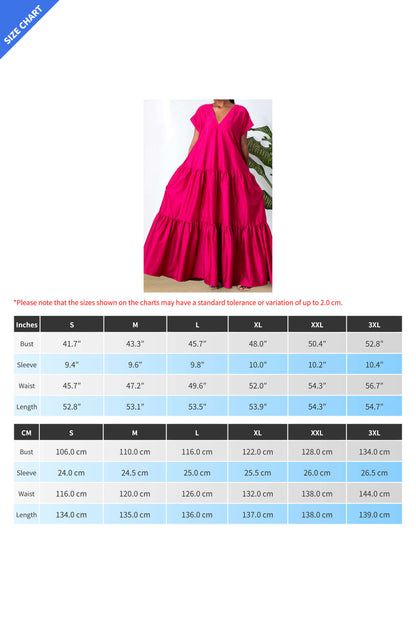 V-Neck Tiered Flowy Smock Maxi Dress