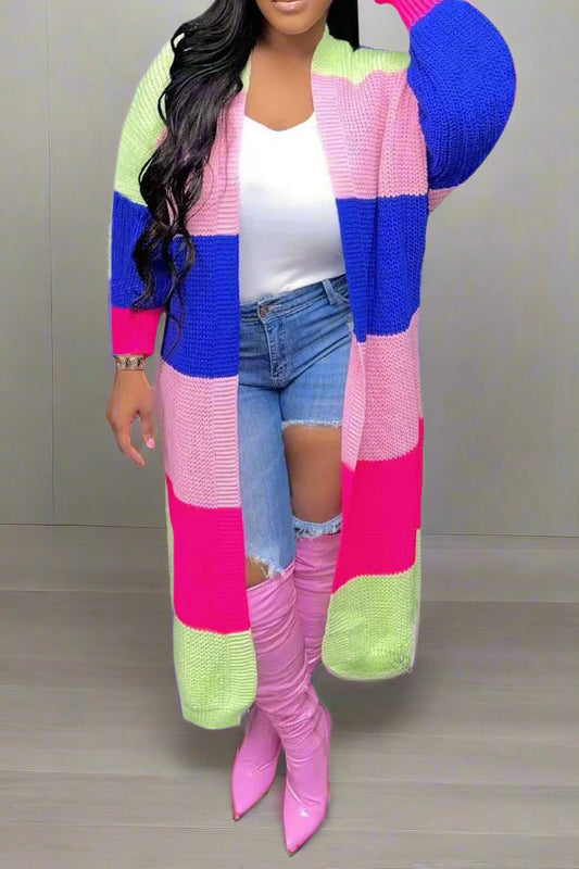Stripe Knit Cardigan Sweater