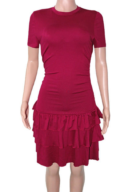 Ruched Tiered Ruffle Mini Dress