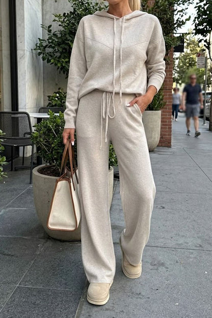 Relaxed Hoodie & Drawstring Wide-Leg Pants Set