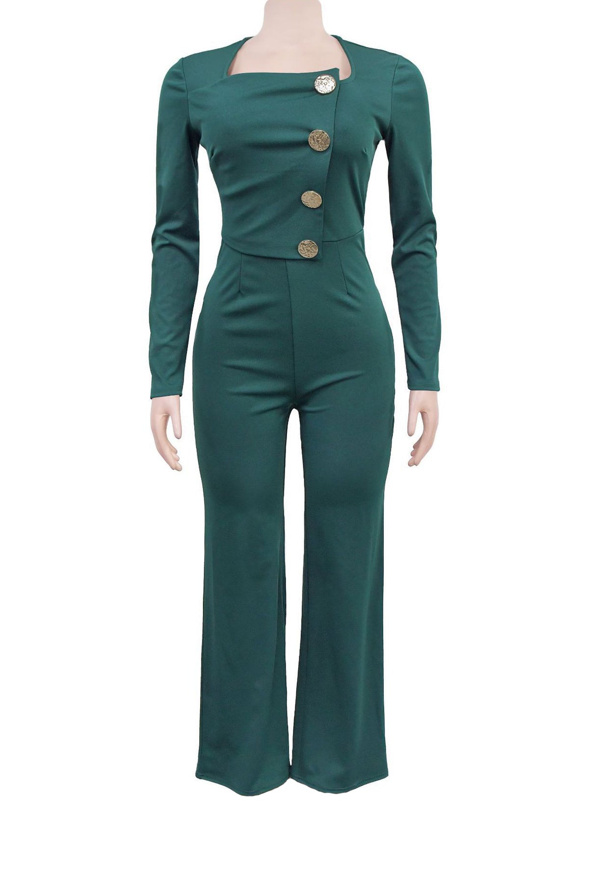 Asymmetrical Tailored Wide-Leg Jumpsuit