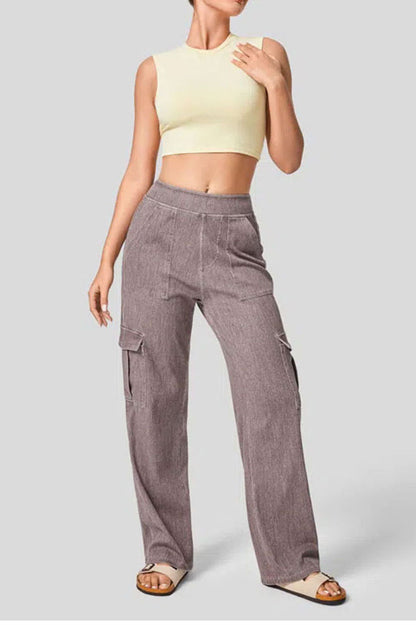 High Rise Wide Leg Cargo Jeans