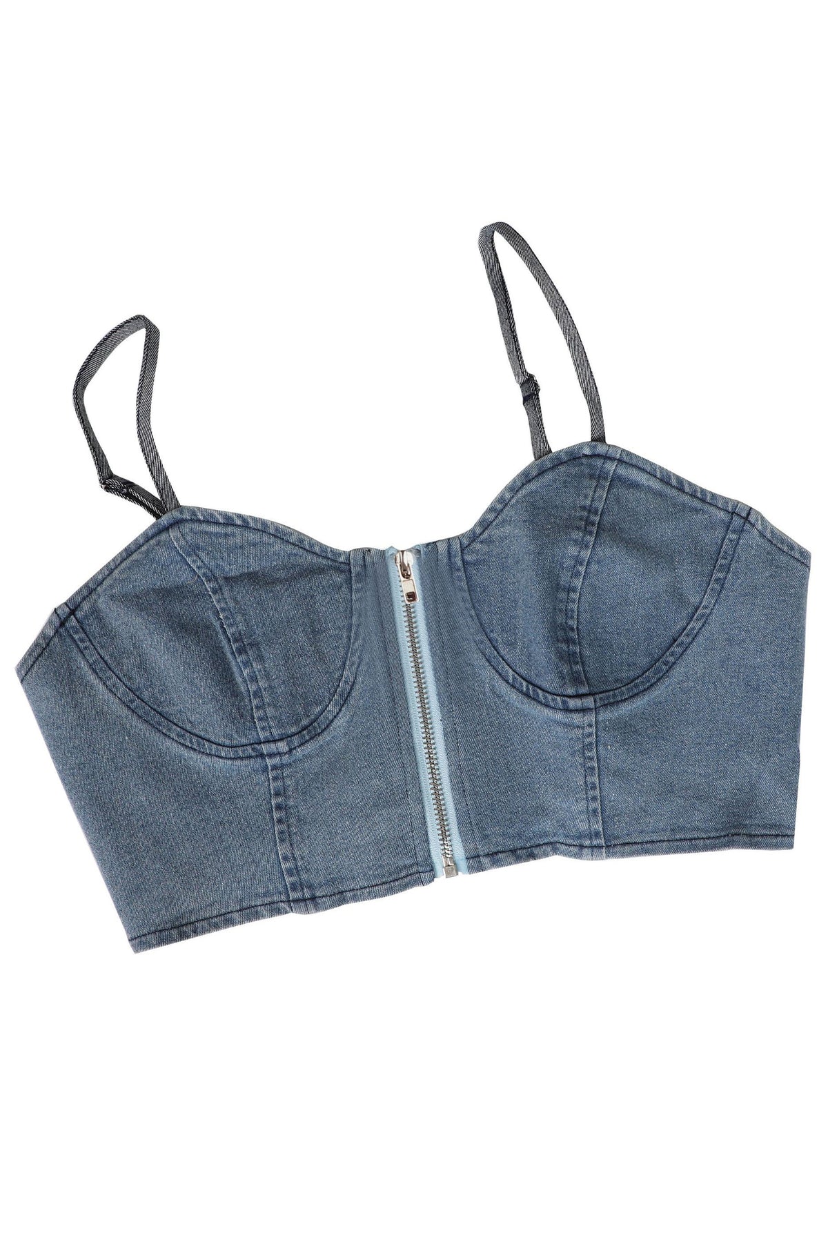 Denim Corset & Pleated Chiffon Pants Set