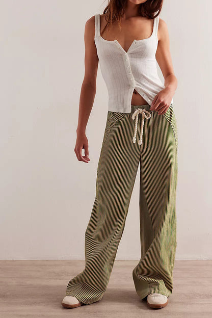 Casual Colorblock Loose Straight Pants